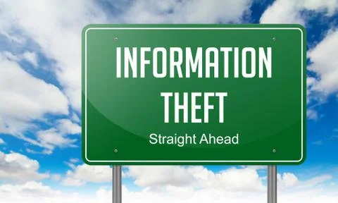 Information Theft on Highway Signpost. Stock Illustration