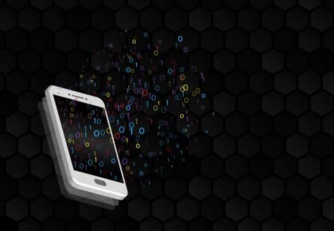 Information transferring smartphone. Abstract data transfer vector illustrati Stock Illustration