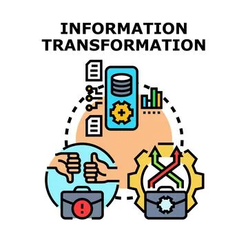 Information transformation process changing data management system Ilustração Stock