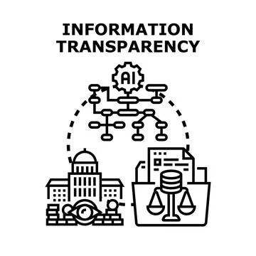 Information transparency concept combining ai driven data flow. Public buildi Stock Illustration