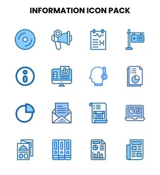 Information Two Colour Collection Icons Pack Stock Illustration