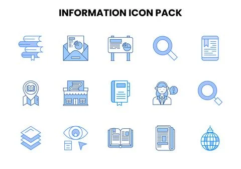 Information Two Colour Design Icons Pack Stock Illustration