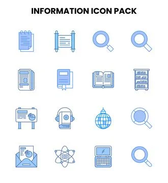 Information Two Colour Design Icons Pack Stock Illustration
