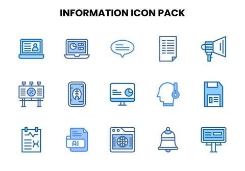 Information Two Colour UI Icons Pack Stock Illustration