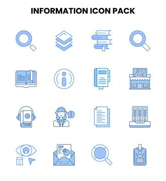 Information Two Colour Vector Icons Pack Stock Illustration