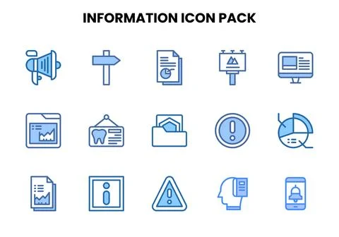 Information Two Colour Vector Icons Pack Stock Illustration