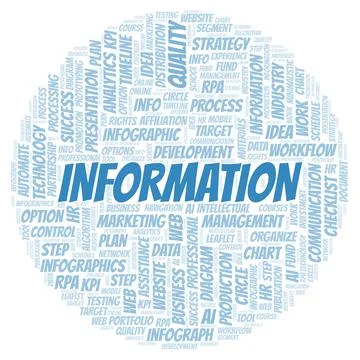 Information typography word cloud create with the text only. Illustrazione stock