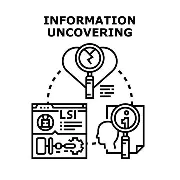Information uncovering concept finding data and analyzing Stock Illustration