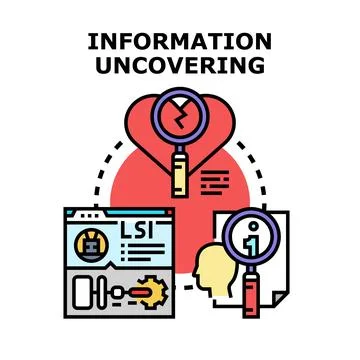 Information uncovering concept finding data and analyzing Stock Illustration