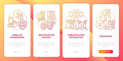 Information warfare tactics red gradient onboarding mobile app screen Stock Illustration