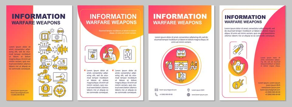 Information warfare weapons red gradient brochure template Stock Illustration
