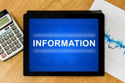 Information word on digital tablet Stock Photos