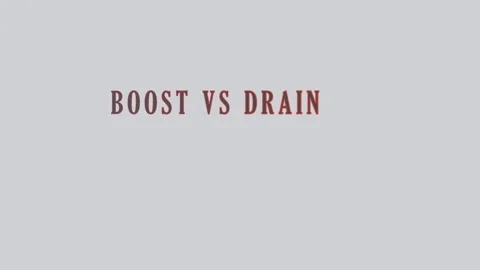 Informational graphic presents Boost vs Drain on a split screen. Text colors Stock Footage 335094953