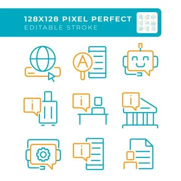 Informational help two color line icons set Illustrazione stock