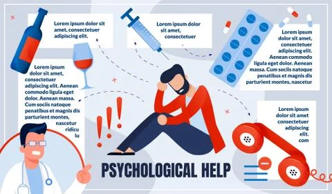 Informational Poster is Written Physiological Help. Man Having Physical Probl Illustrazione stock
