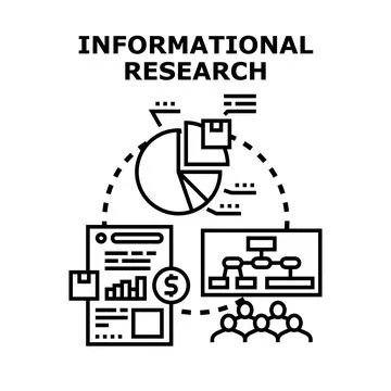 Informational research collecting data analysis planning Stock Illustration