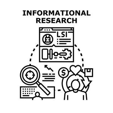 Informational research process for data analysis and marketing strategy Illustrazione stock