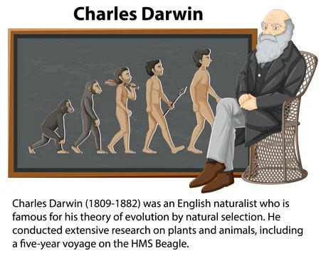 Informative biography of Charles Darwin Stock Illustration