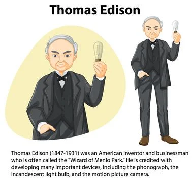 Informative biography of  Thomas Edison Stock Illustration
