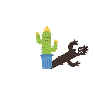 Informative flyer small flowering cactus shadow. Stock Illustration