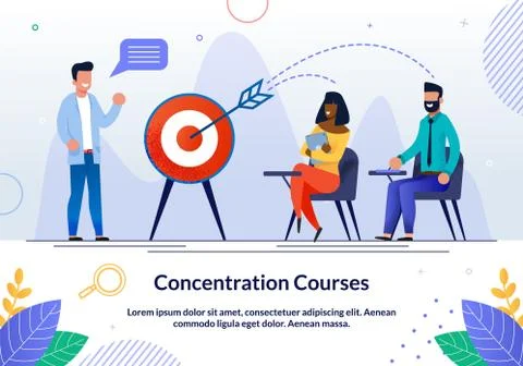 Informative Flyer Written Concentration Courses. Teachers Create their Own Co 库存插图