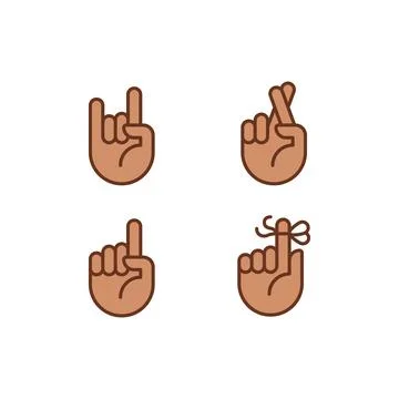 Informative hand gestures pixel perfect RGB color icons set イラスト素材
