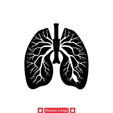 Informative Human Lungs Silhouettes Set for Medical Brochures and Pamphlets Stock Illustration