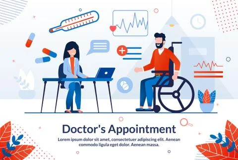 Informative Poster is Written Doctors Appointment. Happy Life is Unthinkable 스톡 일러스트