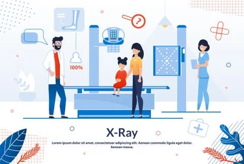 Informative Poster X-ray Laboratory Cartoon Flat. Illustrazione stock