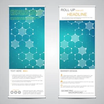 Informative vertical roll up banner, for public and corporate presentations Stock Illustration