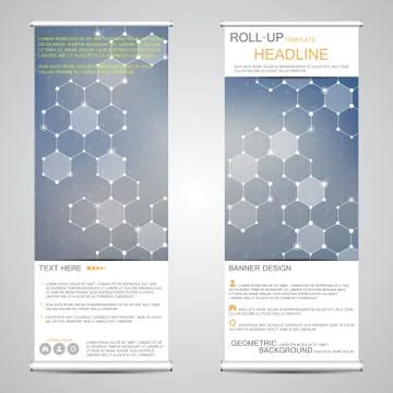 Informative vertical roll up banner, for public and corporate presentations Stock Illustration