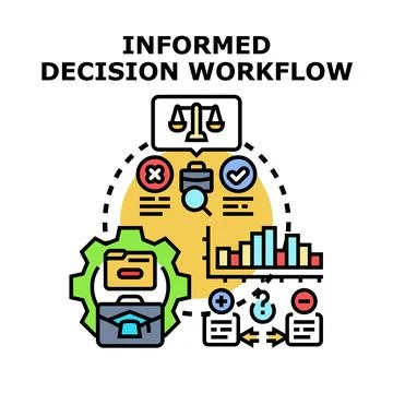 Informed decision making process workflow concept Stock Illustration