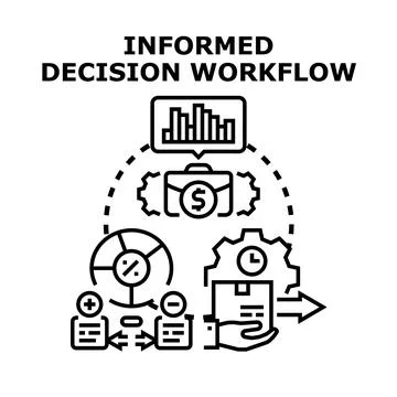 Informed decision workflow process vector illustration 스톡 일러스트