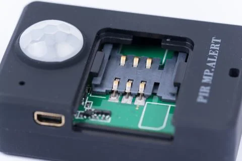 Infra red alarm device with sensor and sim card Stock Photos
