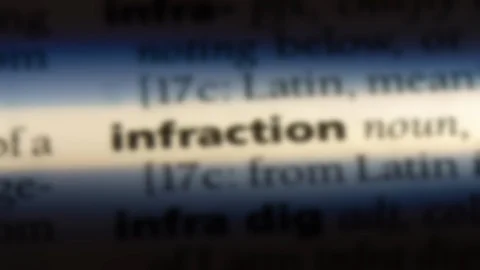 Infraction word in a dictionary. Stock Footage 99561266