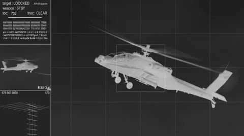 Infrared - Apache AH-64 Helicopter on target 11002 Stock Footage 25270511