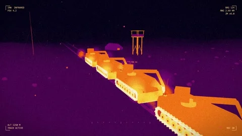 Infrared armoured engineer vehicle column on the move 스톡 동영상 342297090