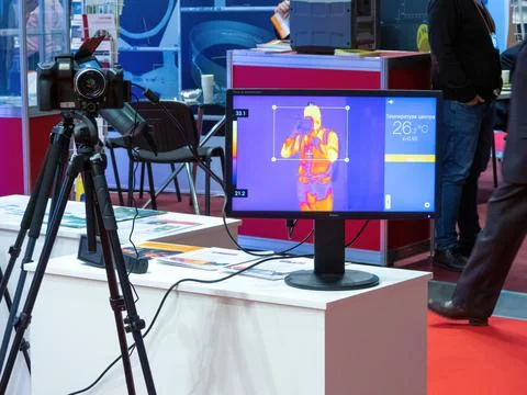 Infrared camera - thermal imager on TestingControl Exhibition Stock Photos