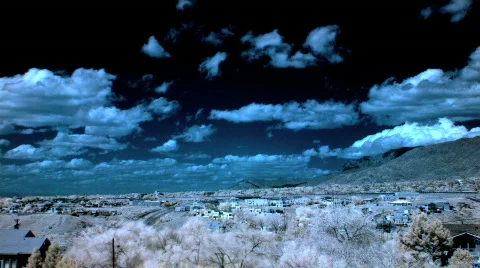 Infrared Clouds Over a City Stock Footage 836438