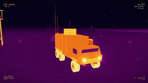 Infrared command post vehicle on a forward pad Stock Footage 342296747