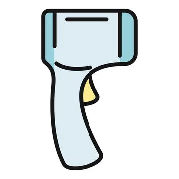 Infrared digital thermometer icon checking body temperature Stock Illustration