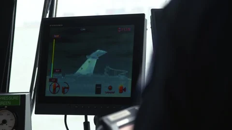 Infrared display on the screen in Fireboat protector Stock Footage 116474128