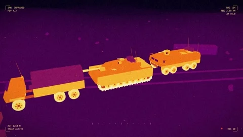 Infrared drone view of a moving convoy Stock-Footage 342216827