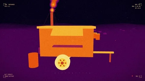 Infrared field kitchen trailer on a forward pad Stock Footage 342301700