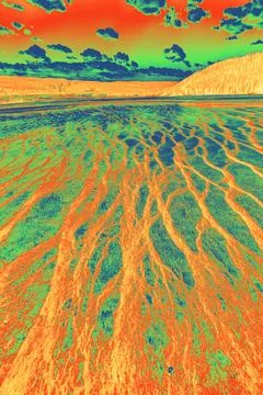 Infrared Gradient Map Geothermal Patterns and Hot Spring Texture in Vibrant 스톡 사진