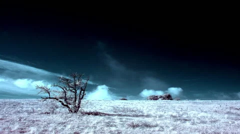InfraRed landscape: Movement of the clouds Stock Footage 49737364