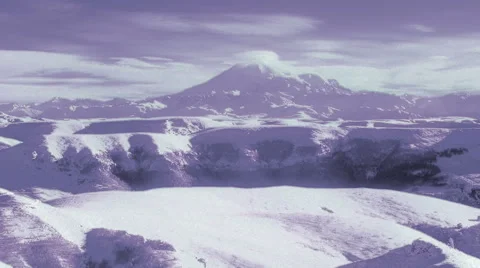 InfraRed landscape: Movement of the clouds on the mountains Elbrus Stock Footage 46048152