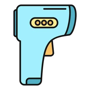 Infrared non contact thermometer detecting body temperature icon Stock Illustration