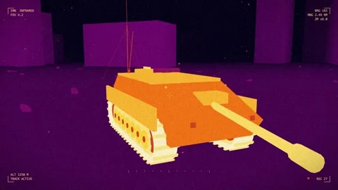 Infrared tank destroyer on a forward pad Vídeo Stock 342300435