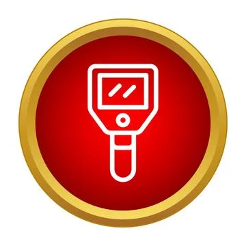 Infrared thermal camera measuring temperature icon red circle Stock Illustration
